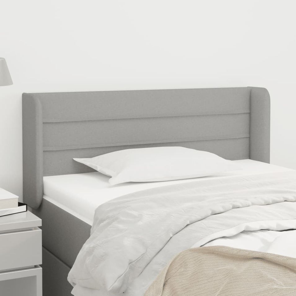 Tête de lit avec oreilles Gris clair 83x16x78/88 cm Tissu - Photo n°1