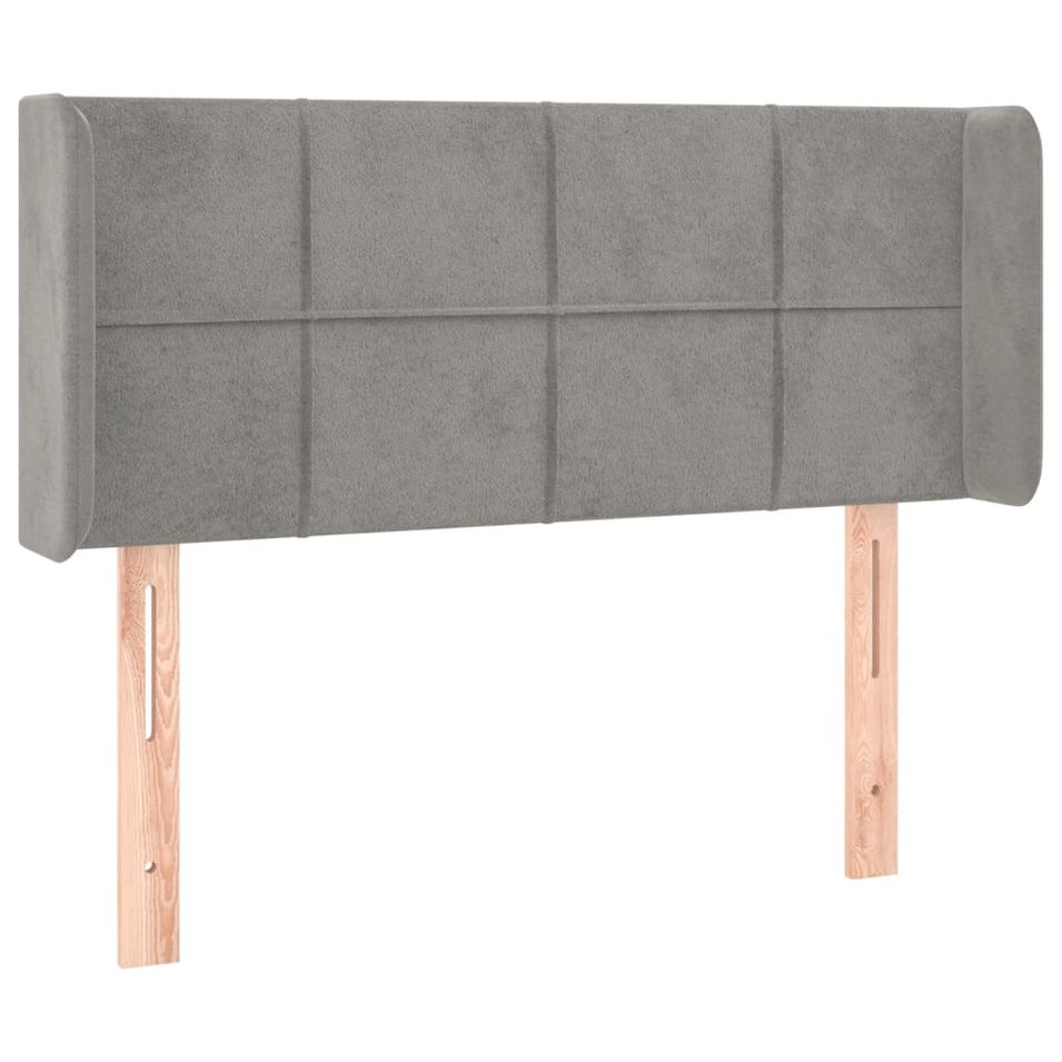 Tête de lit avec oreilles Gris clair 83x16x78/88 cm Velours - Photo n°1