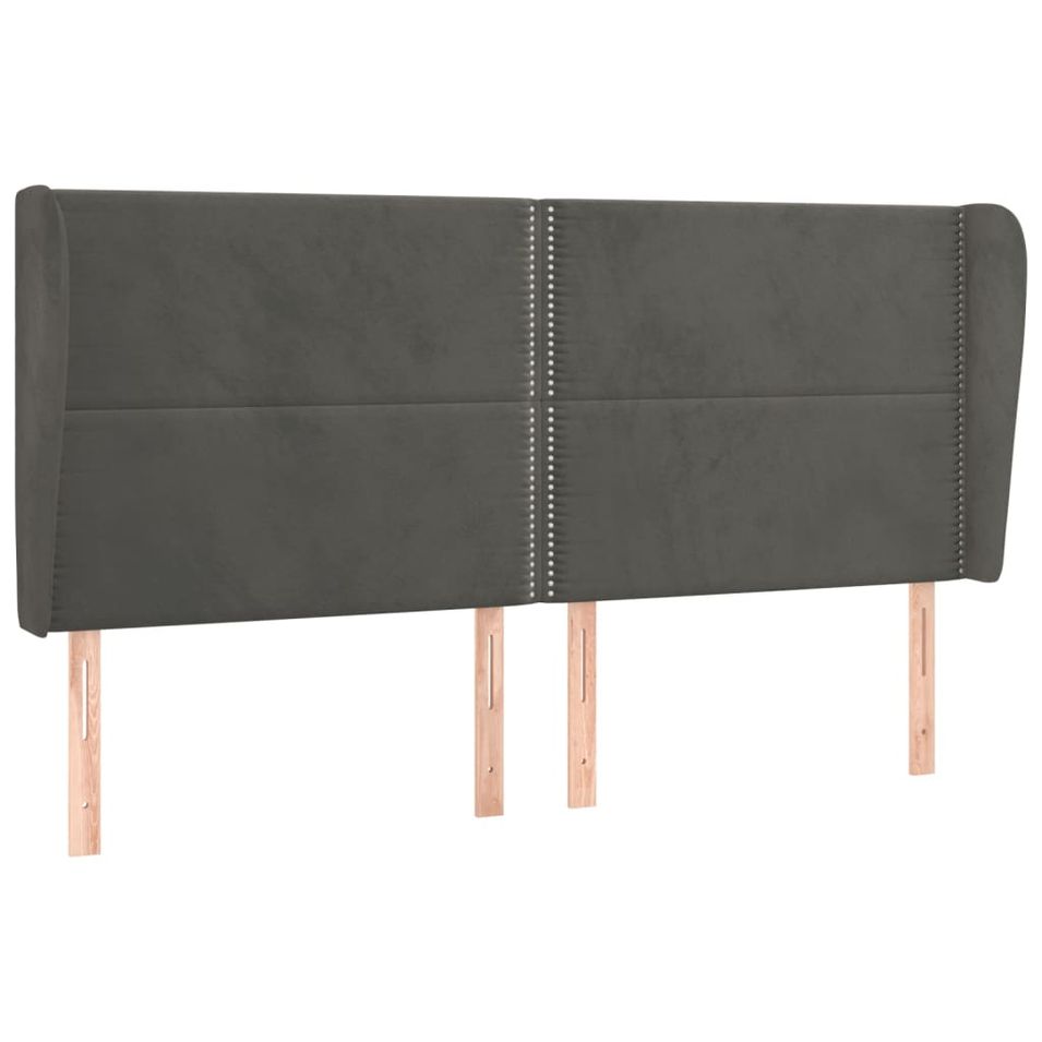 Tête de lit avec oreilles Gris foncé 183x23x118/128 cm Velours - Photo n°1