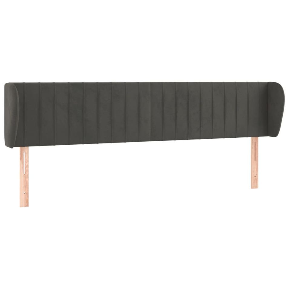 Tête de lit avec oreilles Gris foncé 203x23x78/88 cm Velours - Photo n°1