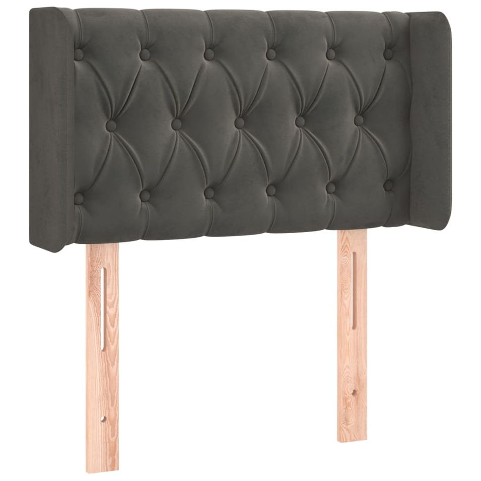 Tête de lit avec oreilles Gris foncé 83x16x78/88 cm Velours - Photo n°1