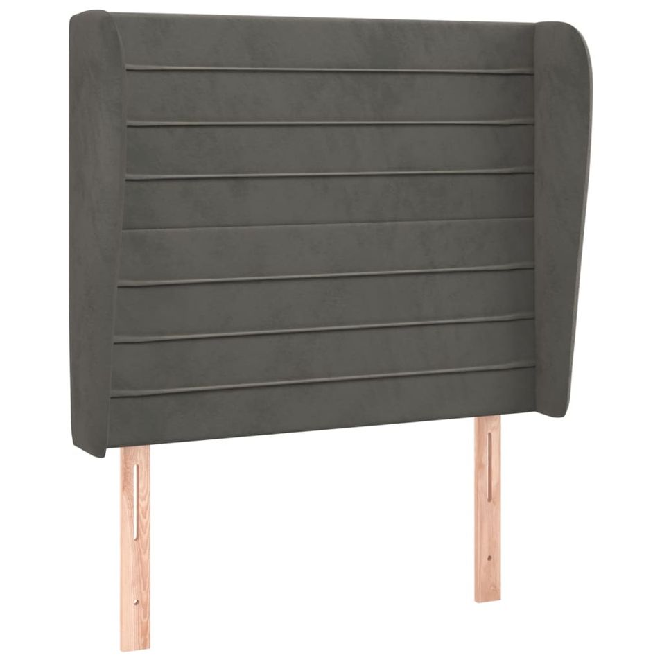 Tête de lit avec oreilles Gris foncé 83x23x118/128 cm Velours - Photo n°1