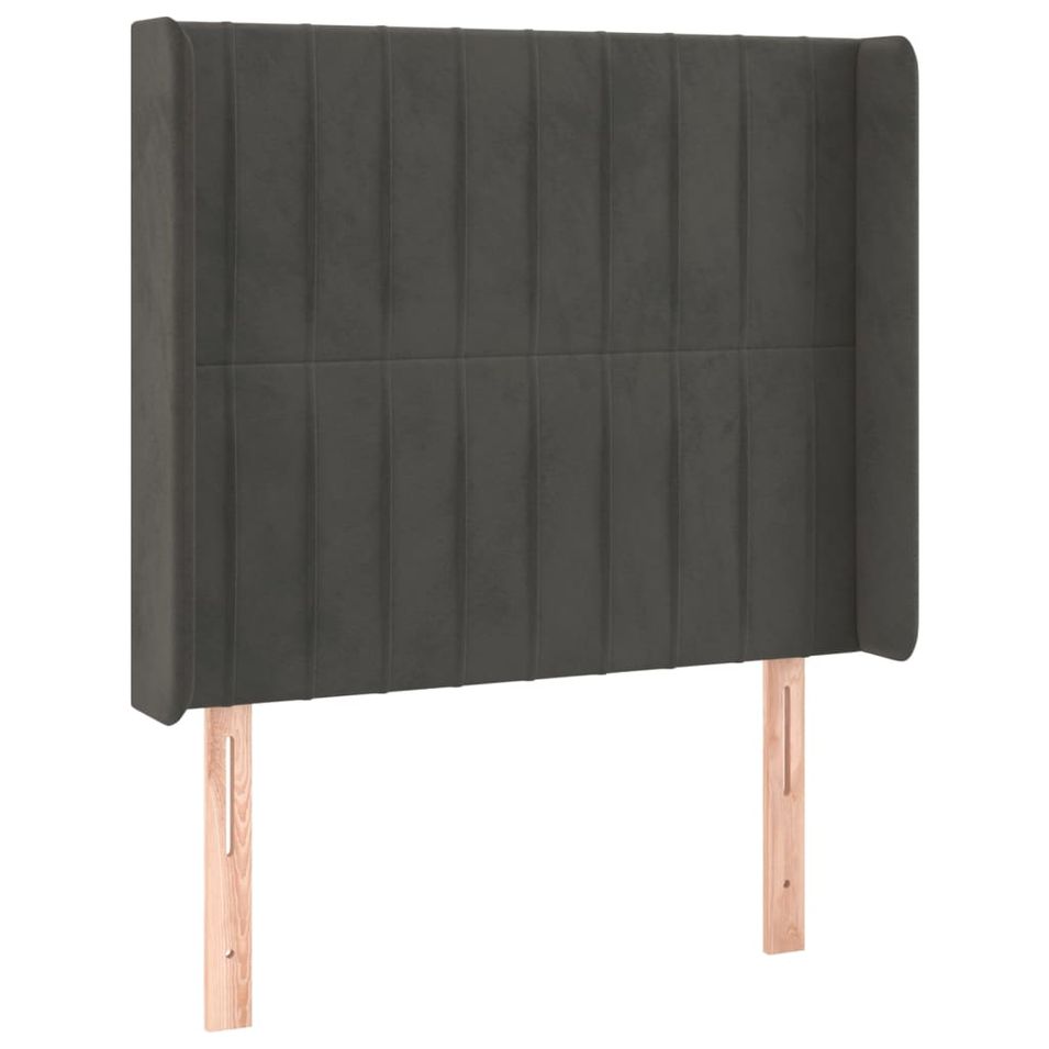 Tête de lit avec oreilles Gris foncé 93x16x118/128 cm Velours - Photo n°1