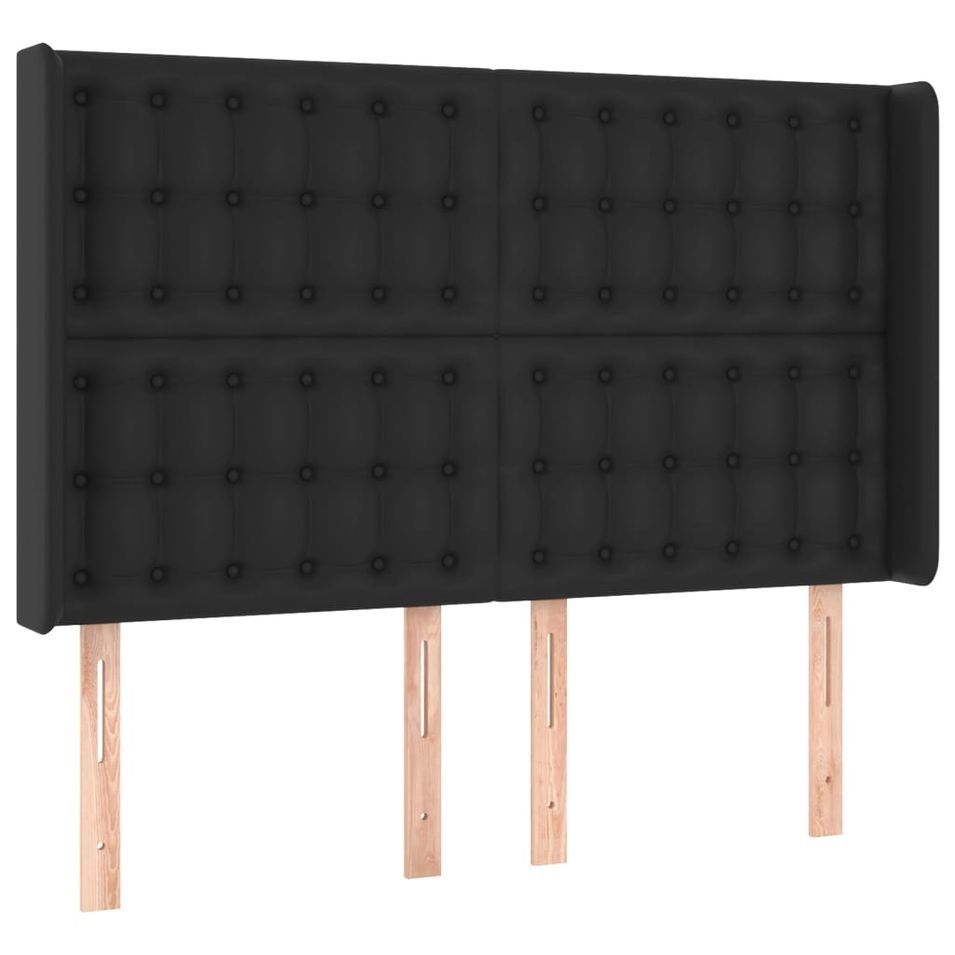 Tête de lit avec oreilles Noir 147x16x118/128 cm Similicuir - Photo n°1
