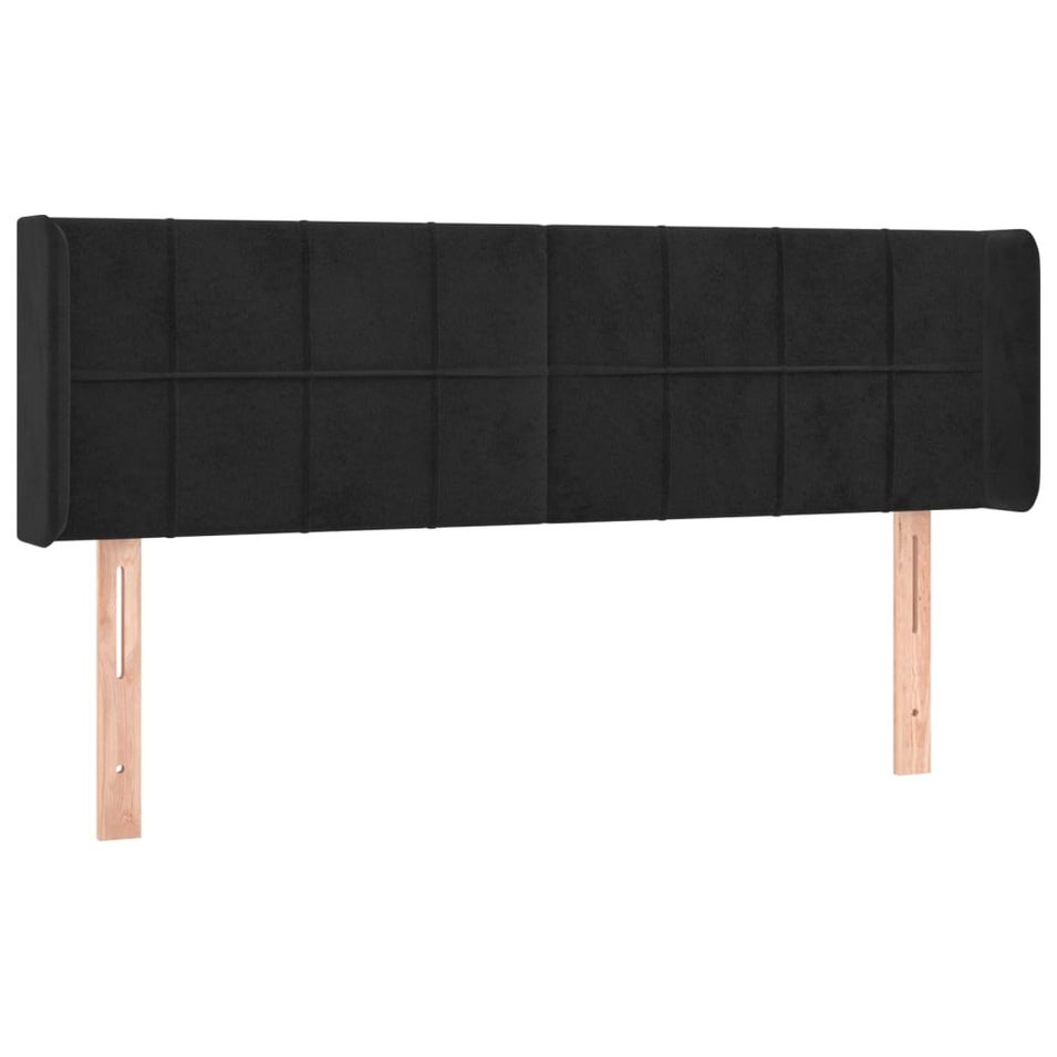 Tête de lit avec oreilles Noir 147x16x78/88 cm Velours 2 - Photo n°1