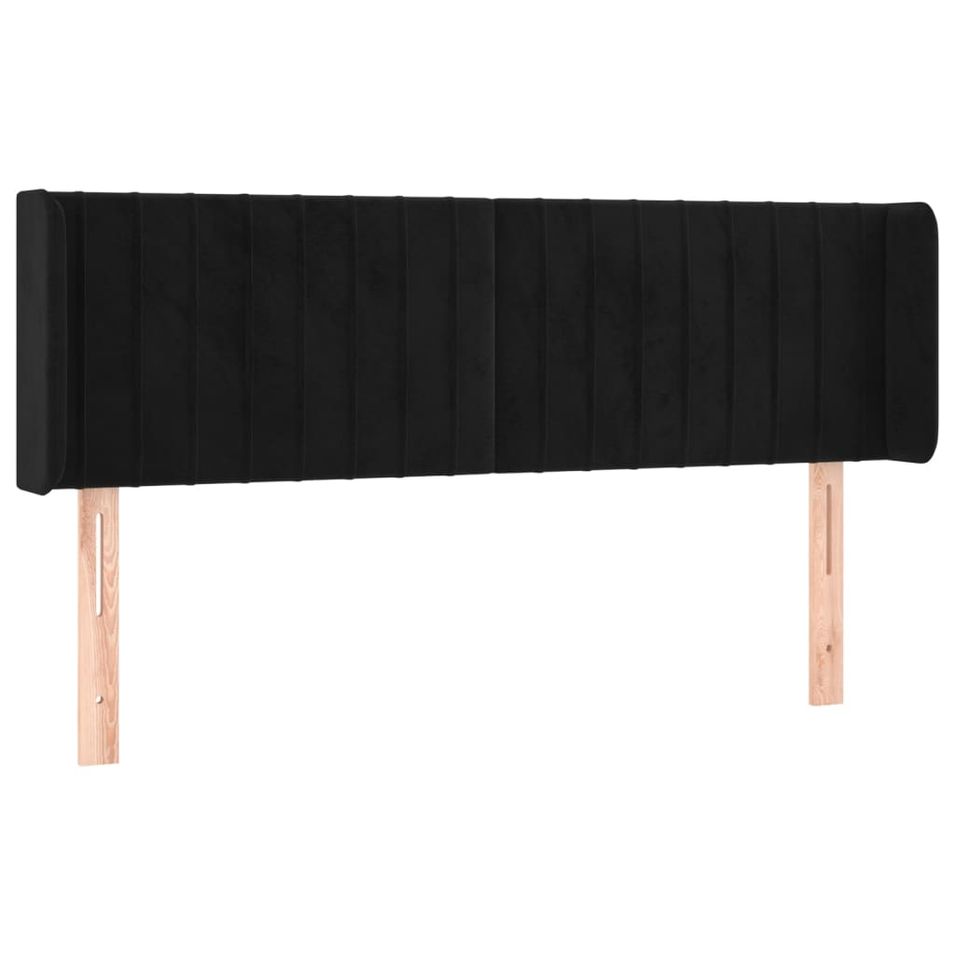 Tête de lit avec oreilles Noir 147x16x78/88 cm Velours - Photo n°1