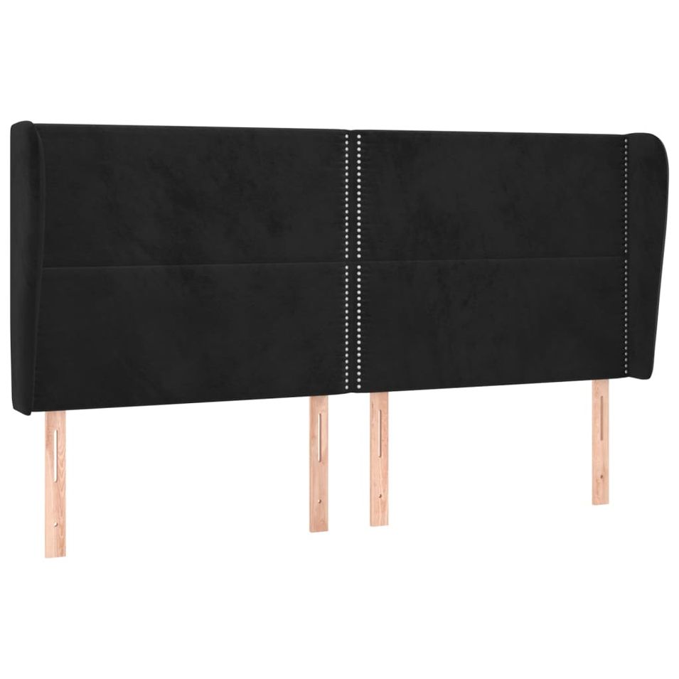 Tête de lit avec oreilles Noir 183x23x118/128 cm Velours - Photo n°1