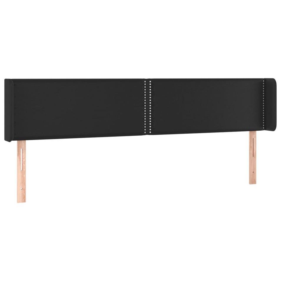 Tête de lit avec oreilles Noir 203x16x78/88 cm Similicuir - Photo n°1