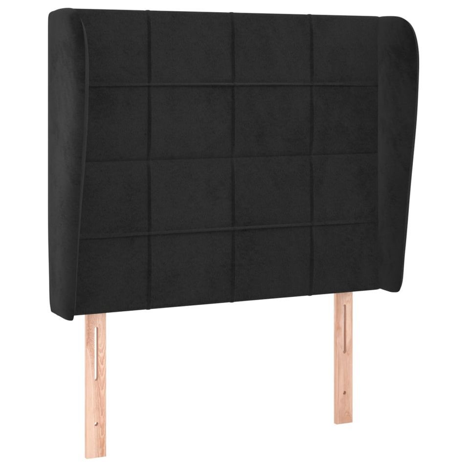 Tête de lit avec oreilles Noir 83x23x118/128 cm Velours 3 - Photo n°1