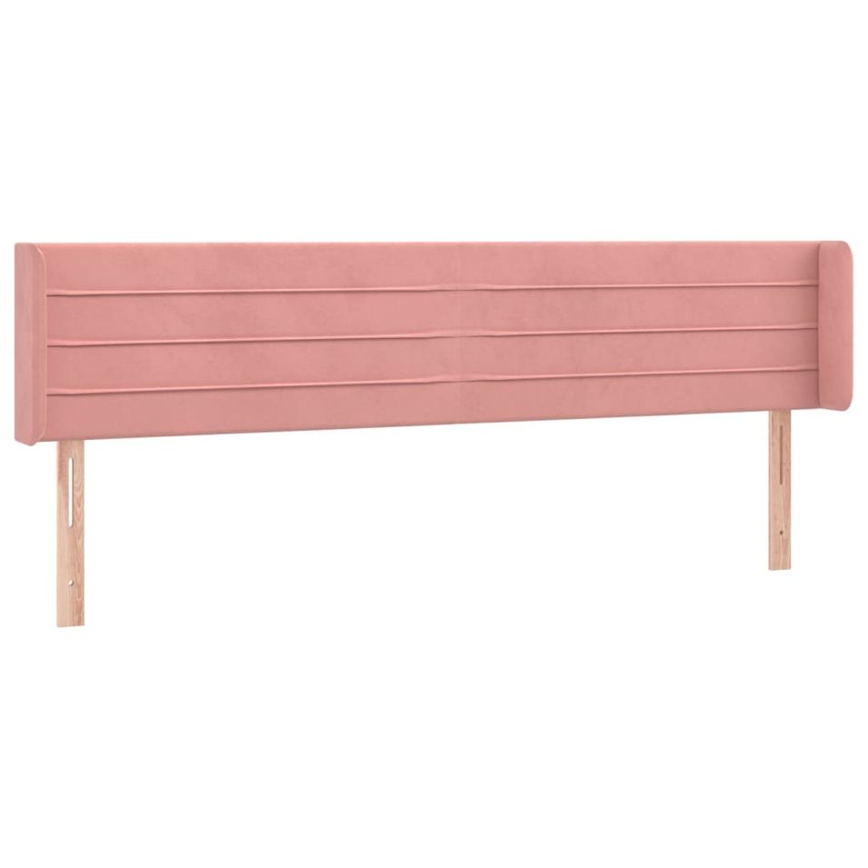 Tête de lit avec oreilles Rose 163x16x78/88 cm Velours - Photo n°1