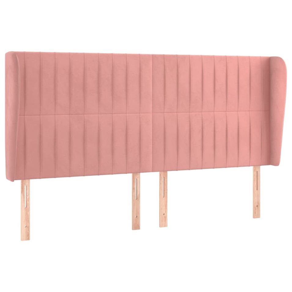 Tête de lit avec oreilles Rose 183x23x118/128 cm Velours - Photo n°1