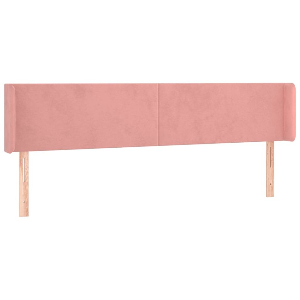 Tête de lit avec oreilles Rose 203x16x78/88 cm Velours - Photo n°1