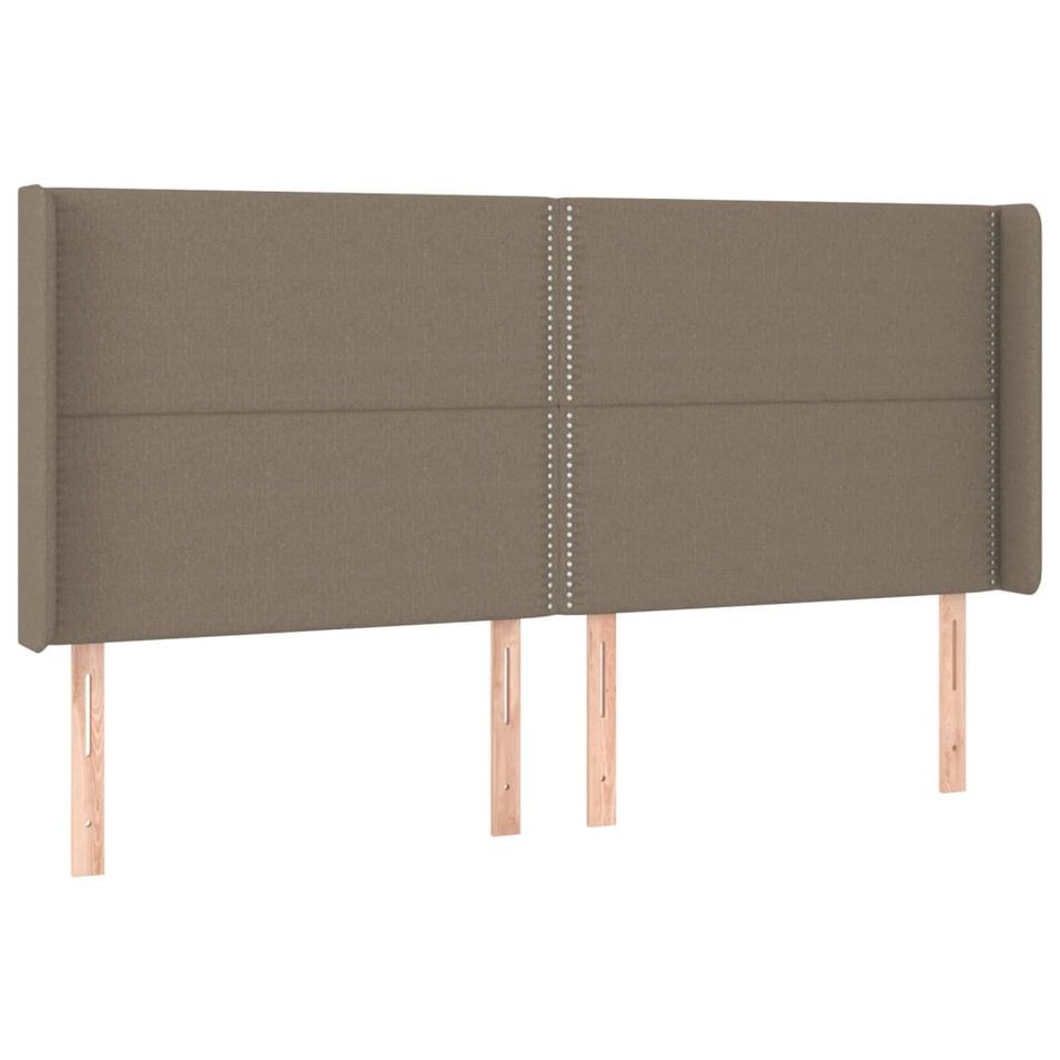 Tête de lit avec oreilles Taupe 203x16x118/128 cm Tissu - Photo n°1