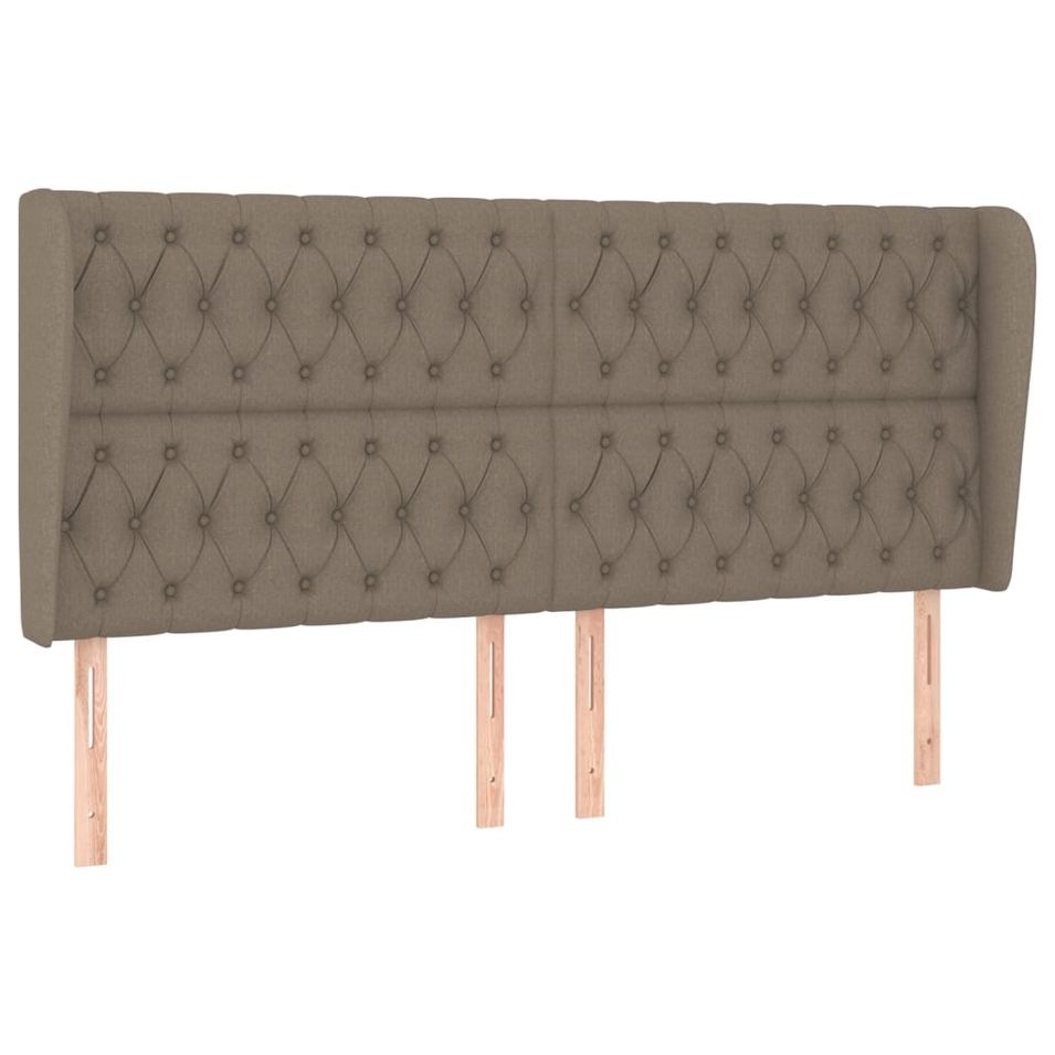 Tête de lit avec oreilles Taupe 203x23x118/128 cm Tissu 2 - Photo n°1