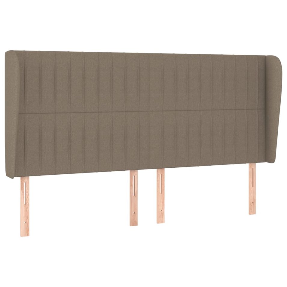 Tête de lit avec oreilles Taupe 203x23x118/128 cm Tissu - Photo n°1