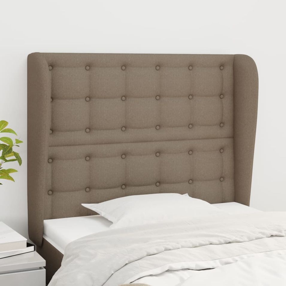 Tête de lit avec oreilles Taupe 83x23x118/128 cm Tissu - Photo n°1