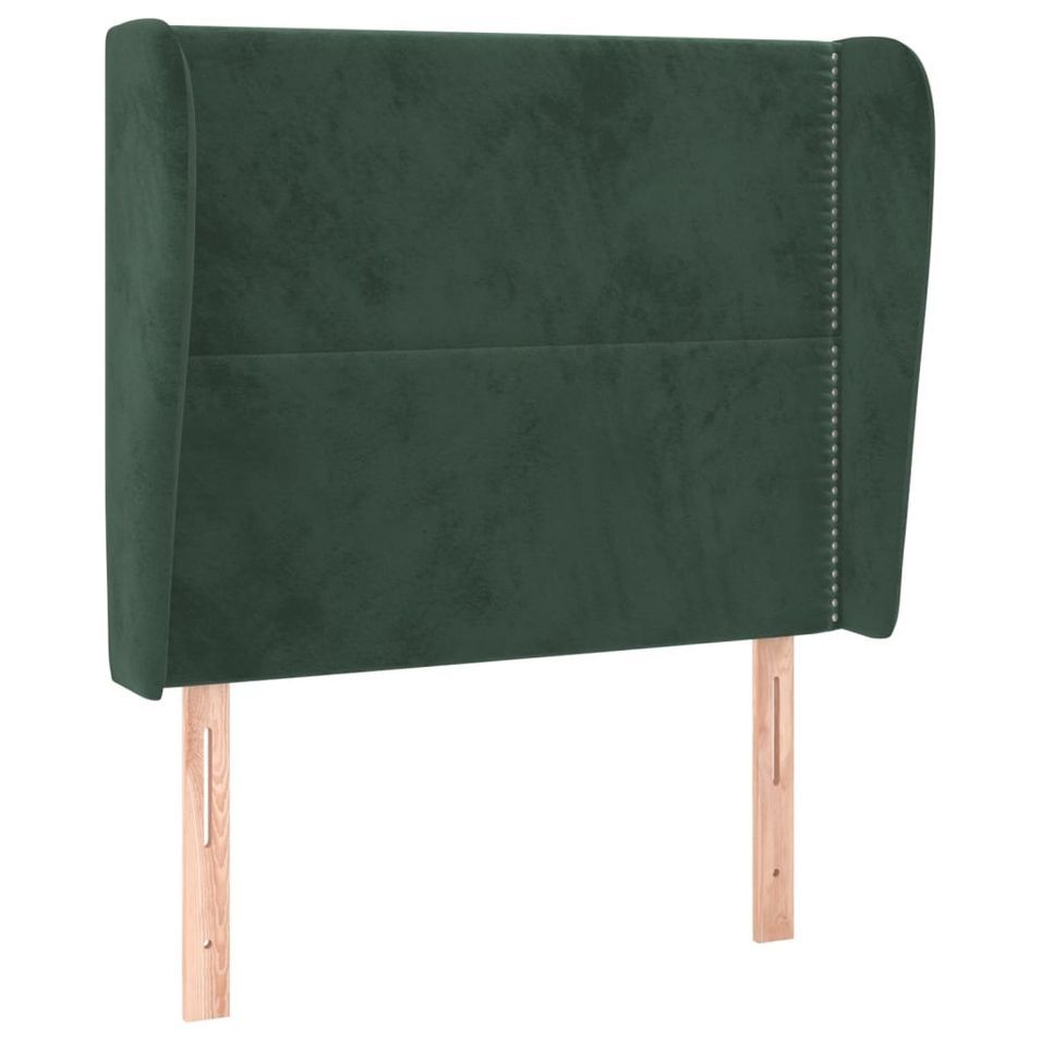 Tête de lit avec oreilles Vert foncé 103x23x118/128 cm Velours - Photo n°1
