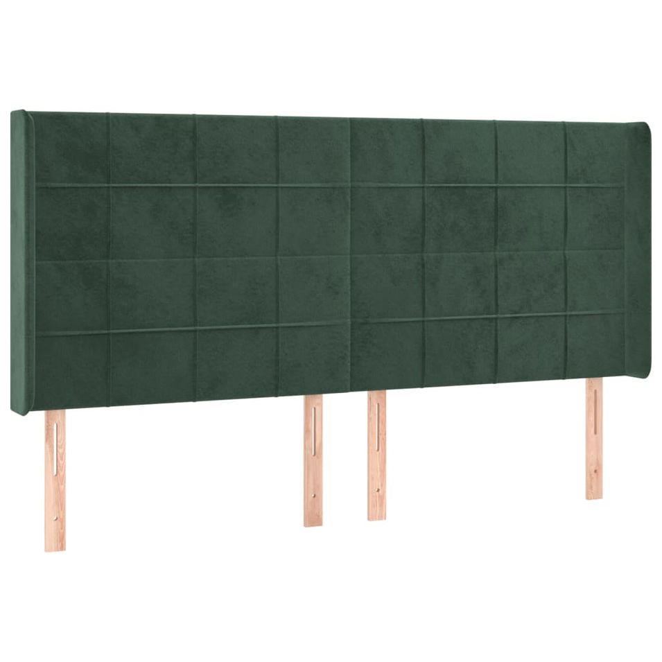 Tête de lit avec oreilles Vert foncé 203x16x118/128 cm Velours - Photo n°1