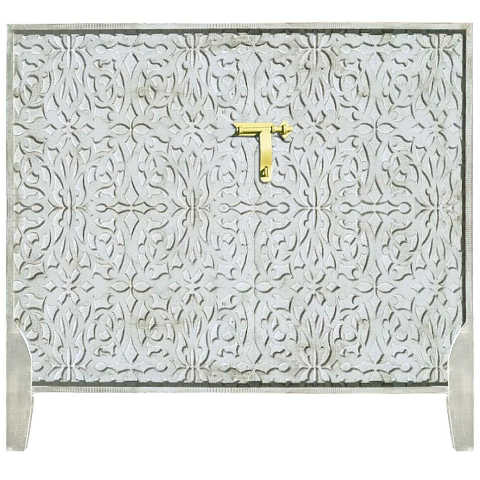 Tête de lit bois blanc et doré Safya 160 cm - Photo n°1