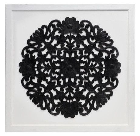 Tête de lit bois blanc et noir sculpté Grazzia 140 - Photo n°1