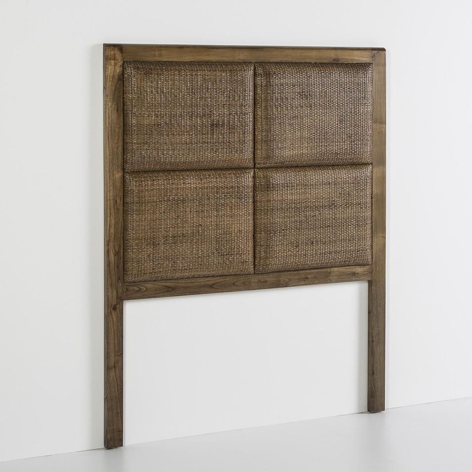 Tête de lit bois massif foncé et finition voilée Gery 110 cm - Photo n°1