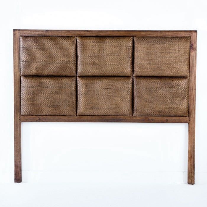 Tête de lit bois massif foncé et rotin Gery 160 cm - Photo n°1