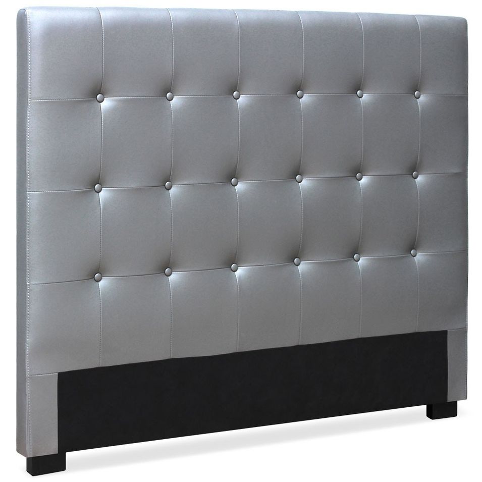 Tête de lit capitonnée Simili cuir Argent Luxa 140 - Photo n°1