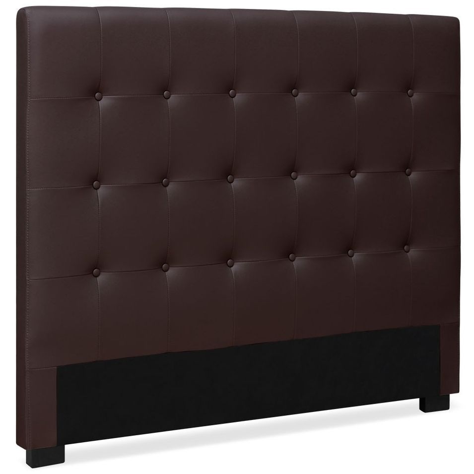 Tête de lit capitonnée Simili cuir Marron Milan 160 - Photo n°1