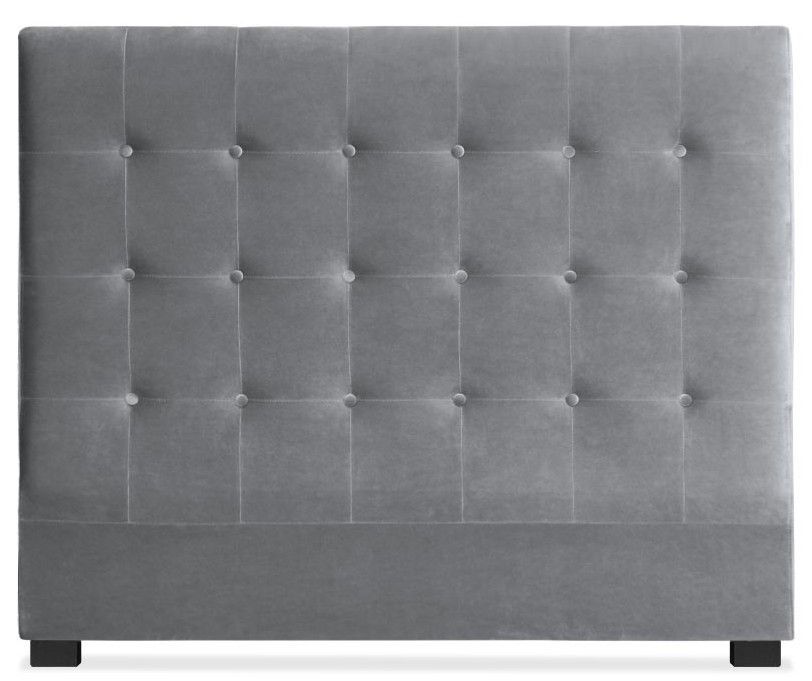 Tête de lit capitonnée Velours Gris 140 Luxa - Photo n°1