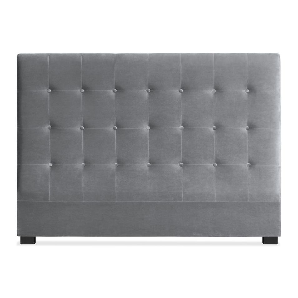 Tête de lit capitonnée Velours Gris 160 Luxa - Photo n°1