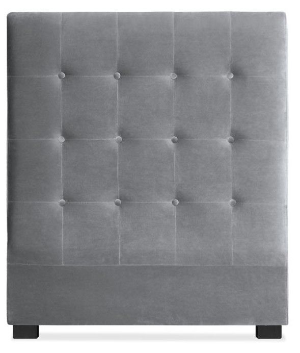 Tête de lit capitonnée Velours Gris 90 Luxa - Photo n°1
