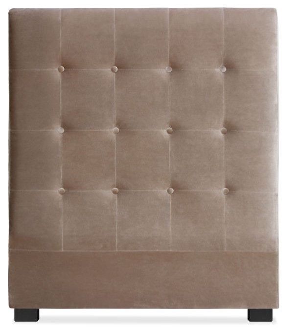 Tête de lit capitonnée Velours Taupe 90 Luxa - Photo n°1