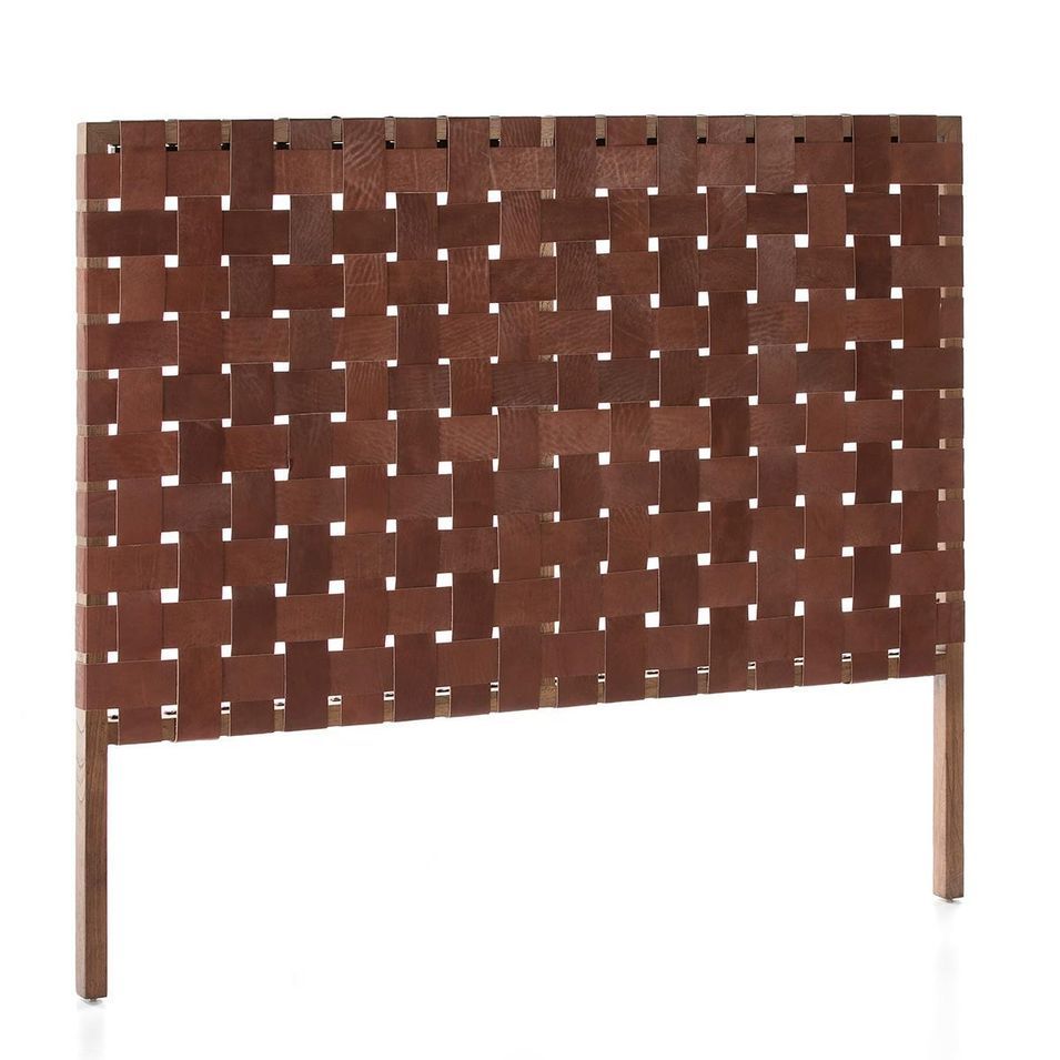 Tête de lit cuir marron Steve 160 - Photo n°1