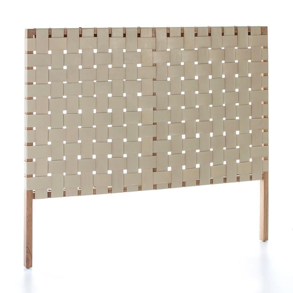 Tête de lit moderne cuir ivoire Steve 160 - Photo n°1