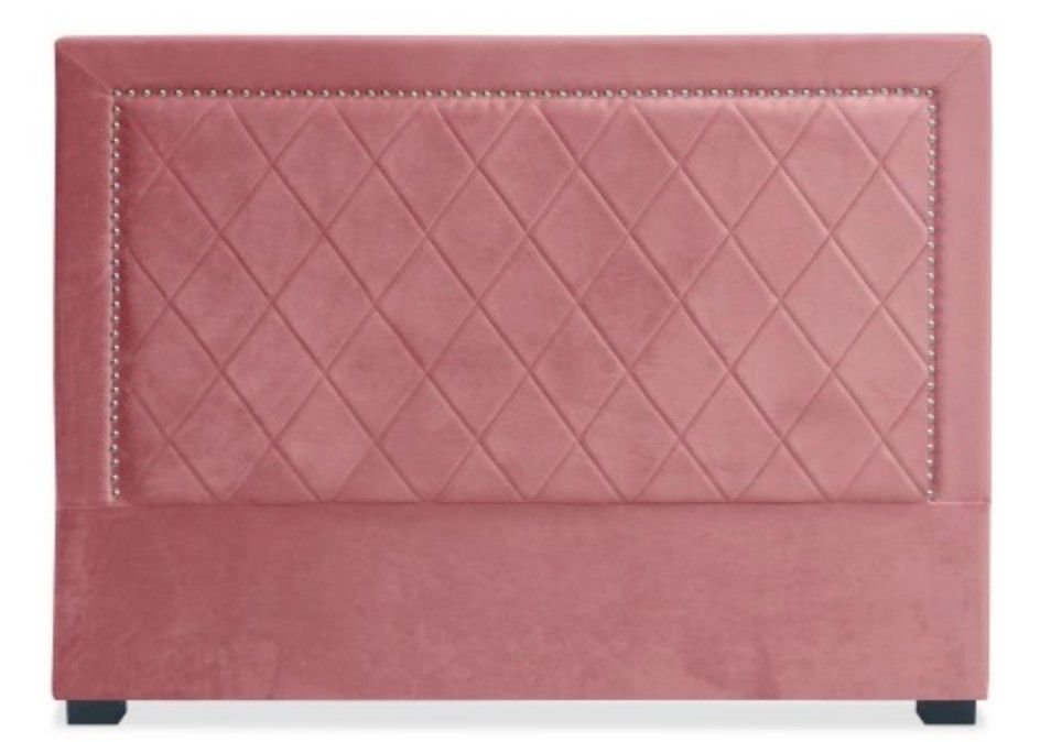 Tête de lit moderne velours rose Mathy 180 - Photo n°1