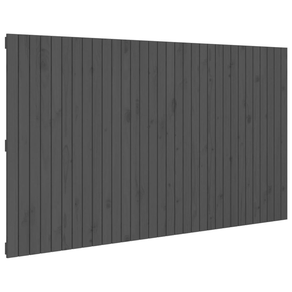 Tête de lit murale Gris 204x3x110 cm Bois massif de pin - Photo n°1