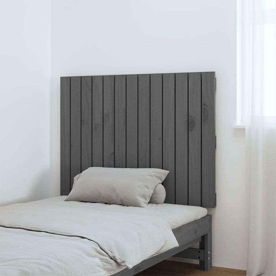 Tête de lit murale Gris 82,5x3x60 cm Bois massif de pin - Photo n°1
