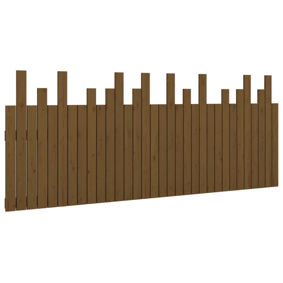 Tête de lit murale Marron miel 204x3x80 cm Bois massif de pin - Photo n°1