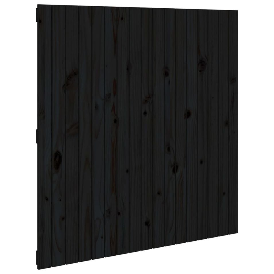 Tête de lit murale Noir 108x3x110 cm Bois massif de pin - Photo n°1