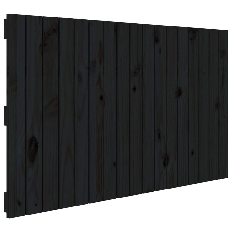 Tête de lit murale Noir 108x3x60 cm Bois massif de pin - Photo n°1