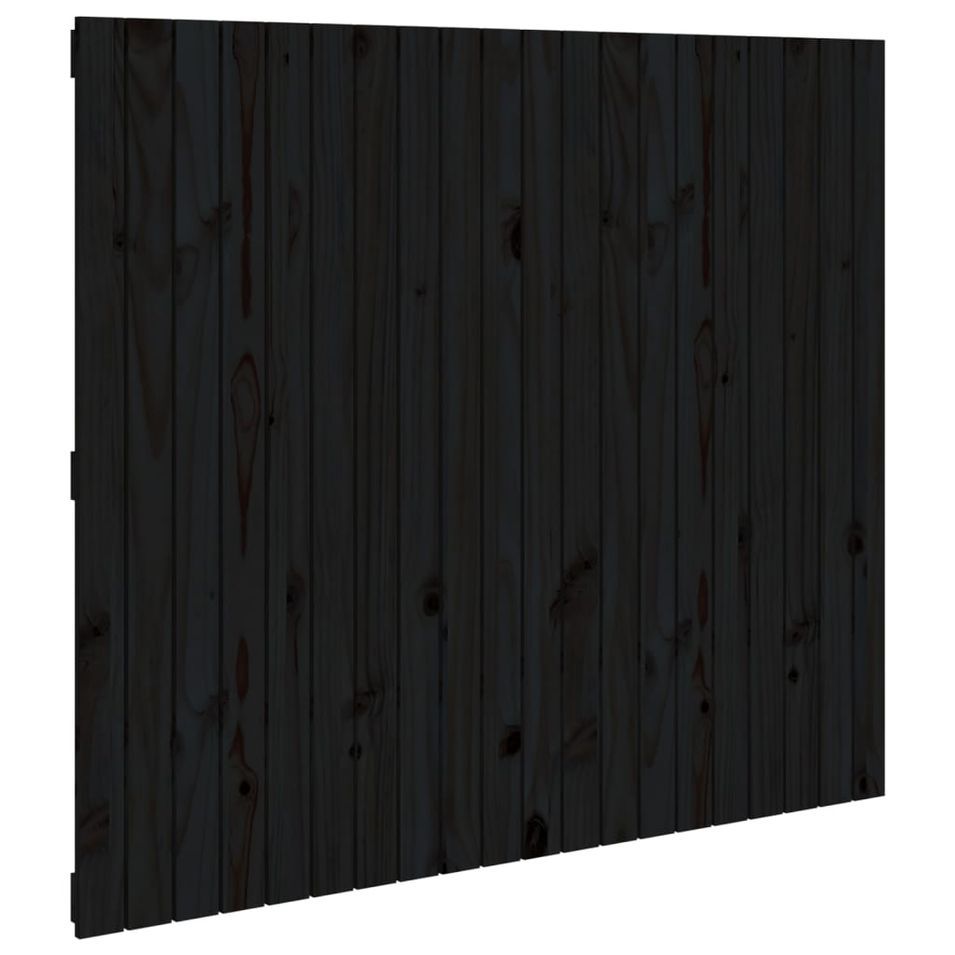 Tête de lit murale Noir 127,5x3x110 cm Bois massif de pin - Photo n°1
