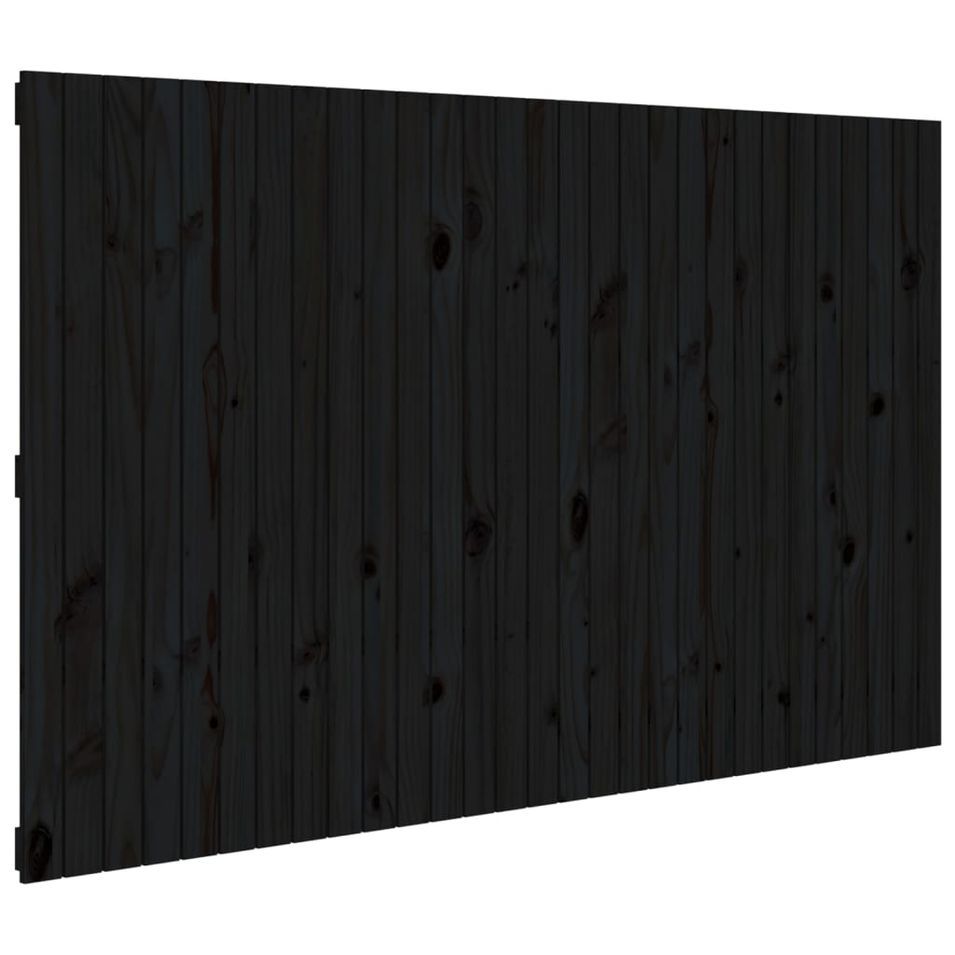 Tête de lit murale Noir 185x3x110 cm Bois massif de pin - Photo n°1