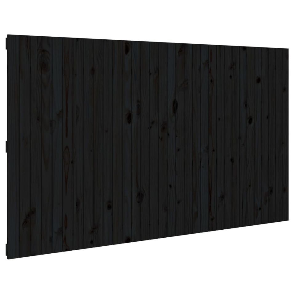 Tête de lit murale Noir 204x3x110 cm Bois massif de pin - Photo n°1