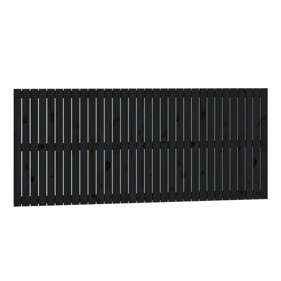 Tête de lit murale Noir 204x3x90 cm Bois massif de pin - Photo n°1