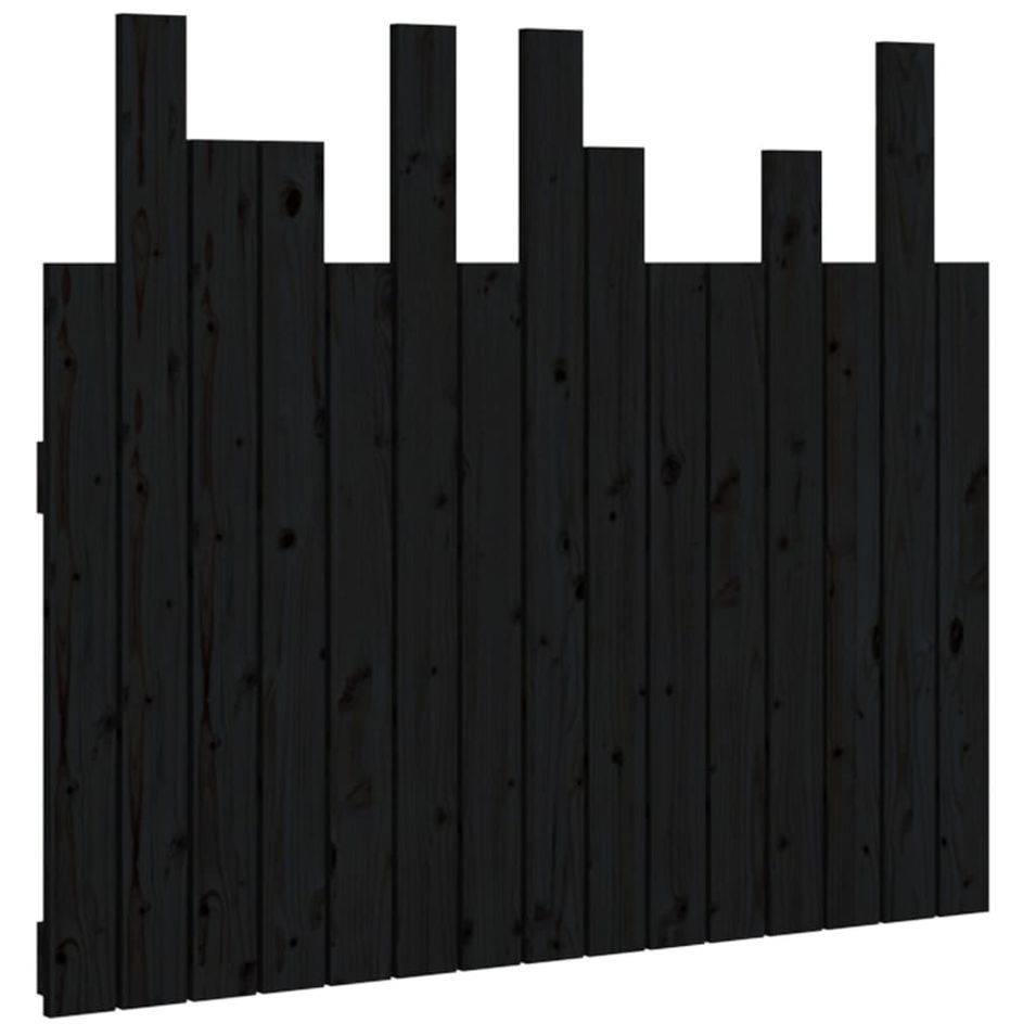 Tête de lit murale Noir 95,5x3x80 cm Bois massif de pin - Photo n°1