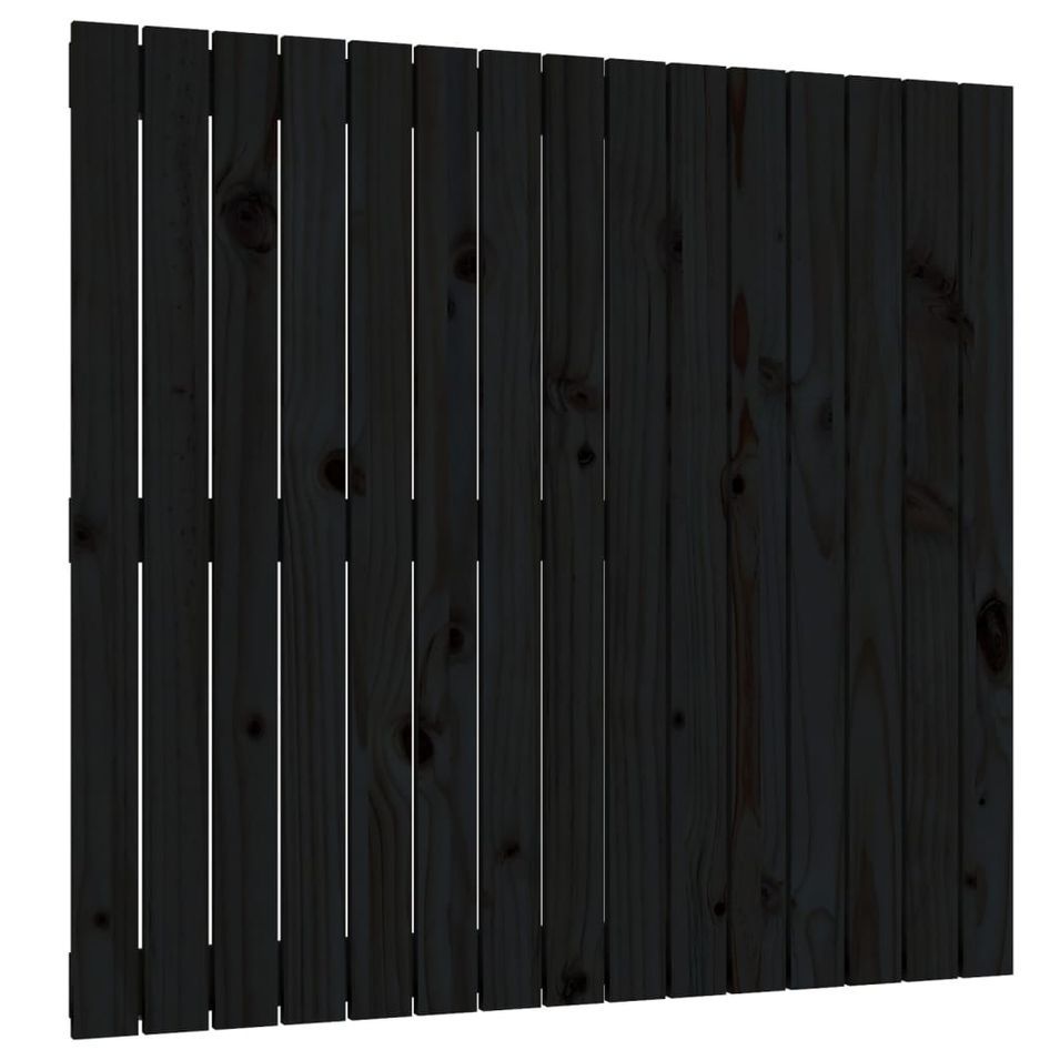 Tête de lit murale Noir 95,5x3x90 cm Bois massif de pin - Photo n°1