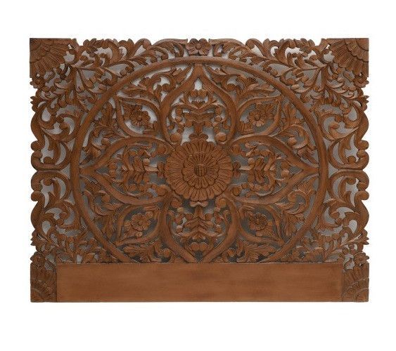 Tête de lit provençale bois sculpté foncé Siera 160 - Photo n°1