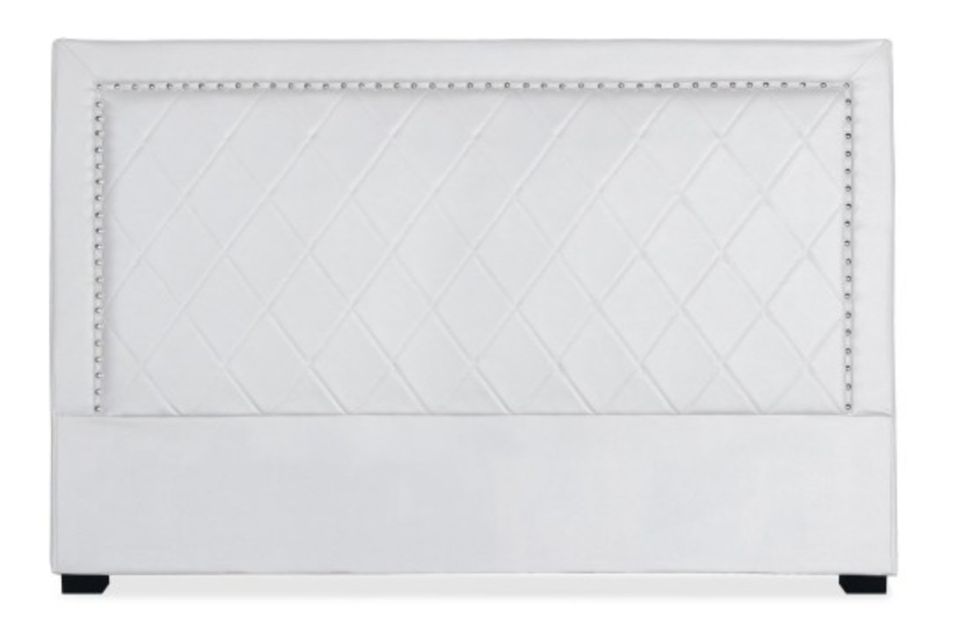 Tête de lit simili cuir blanc Mathy 180 - Photo n°1