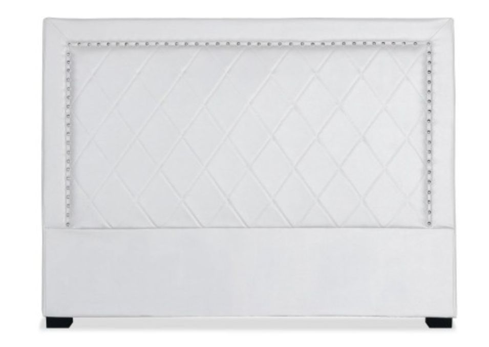 Tête de lit simili cuir blanc Mathy 160 - Photo n°1