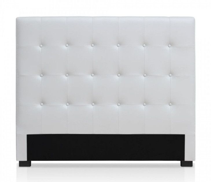 Tête de lit simili cuir capitonné blanc Luxa 160 cm - Photo n°1